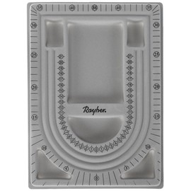 Rayher 8902900 - Piatto di design per perline, 23 x 33 cm, in plastica, con motivo floccato grigio
