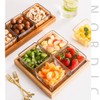 Kelendle 2 Compartment Glass Fruit Bowl with Wooden Tray Creative