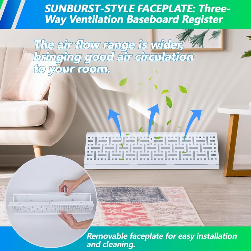 Flowild Flowild 15 Inch Baseboard Register (Duct Opening Size) -
