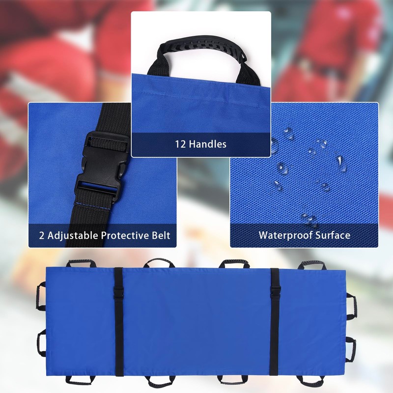 Portable Transport Stretcher with 12 Rubber Handles & Carrying Bag