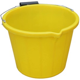 Yellow Plastic Builders Bucket 3 Gallon 14 Litre Water Mixing Storage Strong with Measuring Guide Handle And Spout Made in U.K (1 Pack)