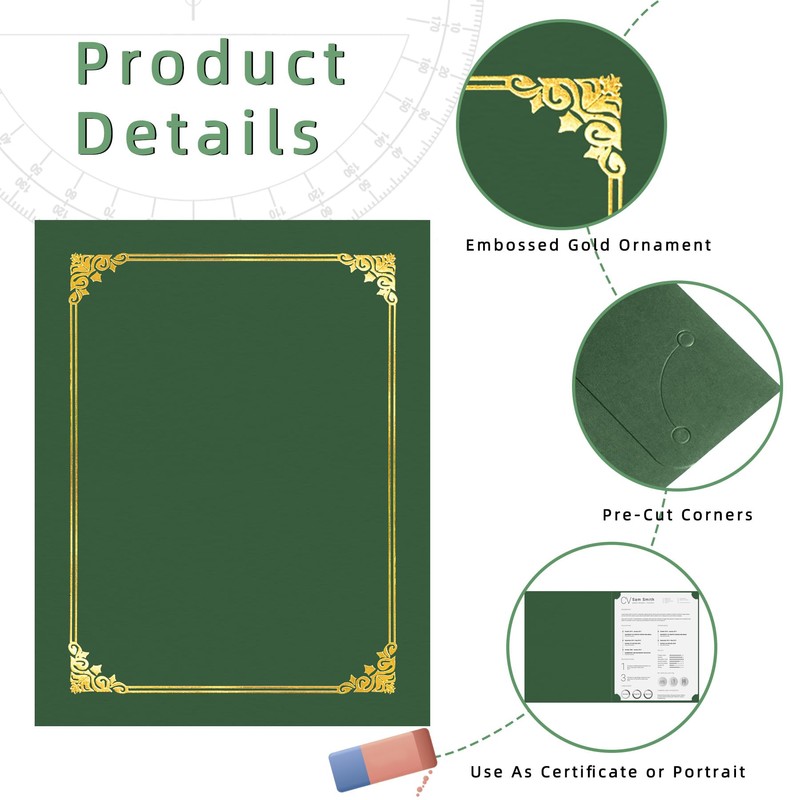 HAUTOCO 50 Pack Certificate Holders, Green Diploma Folders Certificate Covers