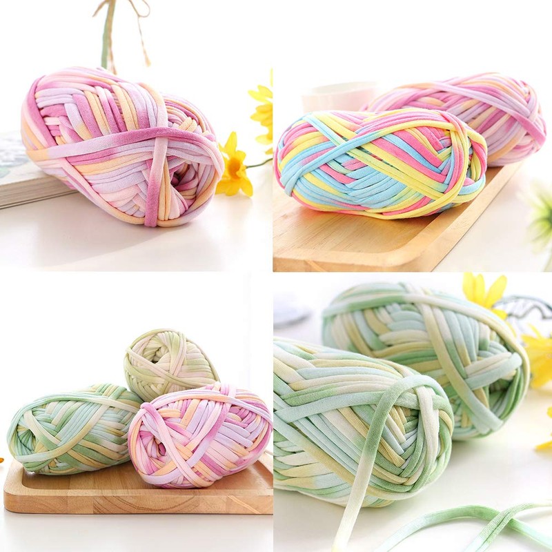 1 x Colourful T-Shirt Yarn Knitting Yarn Fabric Crochet Fabric