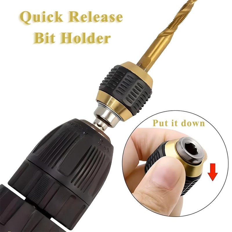 Teocpai 2Pcs 60mm Self-locking Drill Bit Holder 1/4 Inch Hex