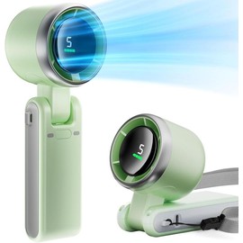 Earth Boutique Foldable Handheld Fan, Portable High Speed Rechargeable 5000mAh Mini Turbo Fan, Digital Display, 5 Speed Adjustable Personal Small Pocket Fan, Gifts for Women Men Travel Camp Outdoor Office - Color: Black