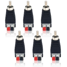 RCA to Speaker Wires AV Screw Terminal Adapter, 6pcs RCA Male Spring Press Type Terminal Speaker, RCA Connector Adapter, for Video Speaker Converter Solderless RCA Adapter