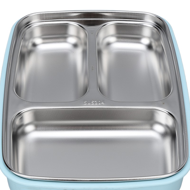 Thermal Insulation Bento Lunch Box 3 Grids Leakproof 304 Stainless