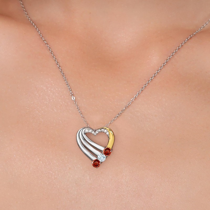 Gem Stone King 925 Silver and 10K Yellow Gold Red