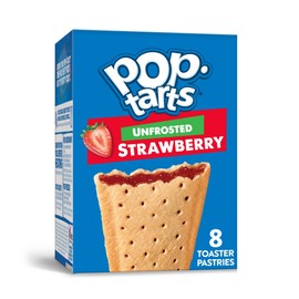 Pop-Tarts Toaster Pastries, Breakfast Foods, Kids Snacks, Unfrosted Strawberry, 13.5oz Box (8 Pop-Tarts)