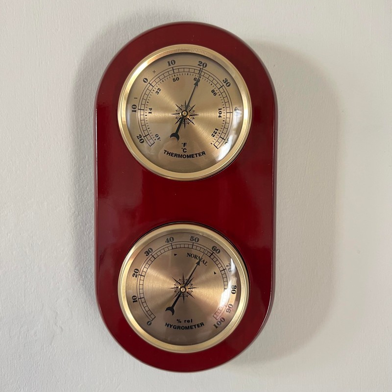 Wooden Barometer & Thermometer | Weather station wall room indoor
