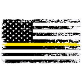 Stickios 911 Dispatcher Sticker - Tattered American Flag Thin Yellow Line Decal for Cars, Trucks & Vehicle Windows - Made in USA (5.9x3.3 inches)