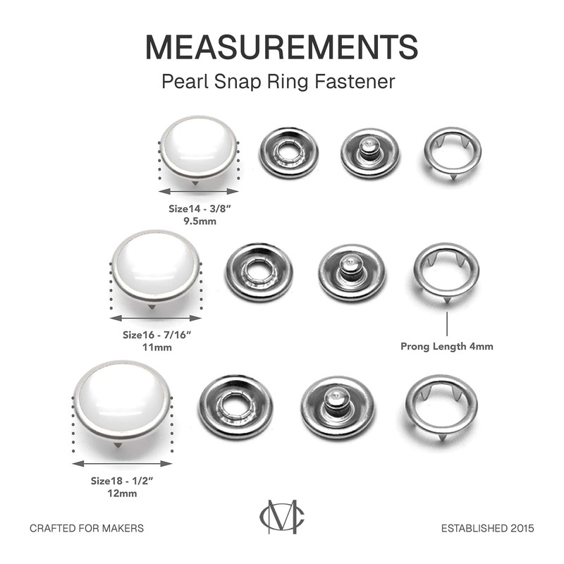 CRAFTMEMORE 20SETS 10MM White Pearl Snaps Fasteners Pearl-Like Button for