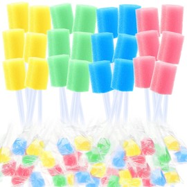 TrelaCo 500 Pcs Oral Swabs Bulk Disposable Oral Swabs Multicolor Mouth Swabs Sponge Individually Wrapped for Elderly Kids Adults Oral Cavity Mouth Cleaning (Hexagon)