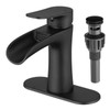 VOTON Waterfall Bathroom Faucet, Matte Black Modern Single Handle Bathroom