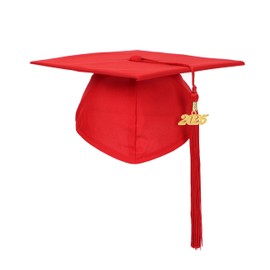 FtyFty - Gorra unisex de graduación mate para adultos con borla, Rojo -, 4
