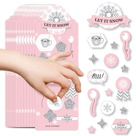 Big Dot of Happiness Pink Winter Wonderland - Holiday Snowflake Birthday Party and Baby Shower Favor Kids Stickers - 16 Sheets - 256 Stickers