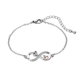 ZakiaHo 70th Birthday Gifts for Women Jewelry Nana Dainty Adjustable Love Heart Infinity Rose Gold Plated Clear Crystal Bracelets