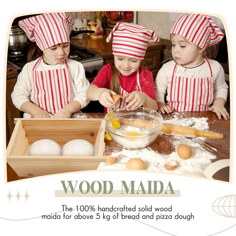 Juexica Tradition Wooden Pizza Dough Proofing Box with Lid Handle