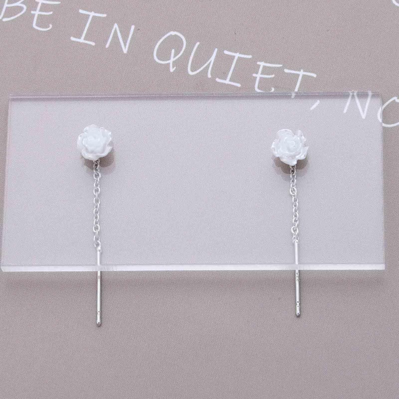 Xduargs Boho Rose Threader Chain Earrings Vintage Rose Threader Earrings