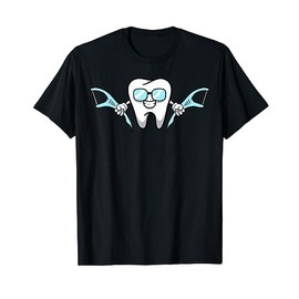 Lazy Costume for Dentist Smiling Cartoon Dental Floss T-Shirt