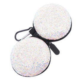 SHINEOFI 1Pc Rhinestone Studded Portable Earphone Storage Box Shockproof Travel Organizing Case for Earphones Cables and Electronics and Lightweight Design