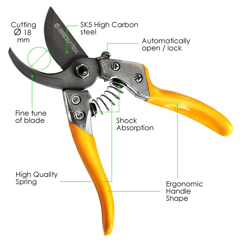 GRÜNTEK Secateurs Garden Pruning Shears Phoenix 20 cm