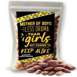 Mother of Boys Salted Roasted Almonds for Mothers Day Basket Ideas Snacks for Mom Low-Carb Protein Boy Mom Gifts Motherhood Humor Parenting 8 oz