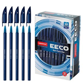 UNOMAX Eeco Blue Barrel High-Quality Ballpoint Pen Set - Ballpoint Pen 50 Pieces 0.7 mm - Essential Office Gadgets & School Accessories - Durable Pen Set for Study Essentials