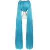MapofBeauty 48" Straight Cosplay Wig + 2 Clip On Ponytails
