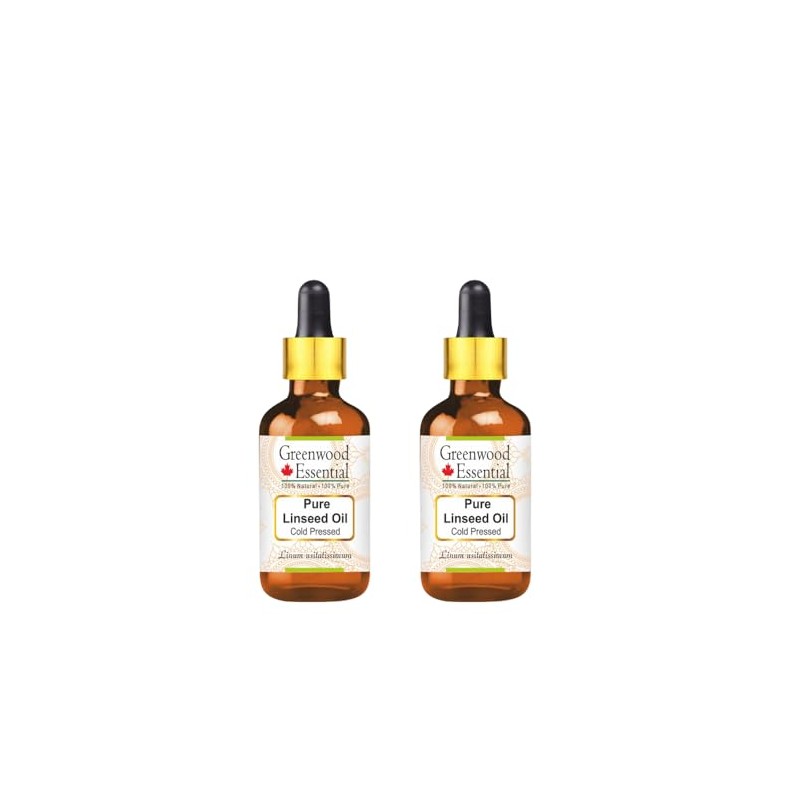 Greenwood Essential Pure Linseed Oil (Linum usitatissimum) with Two Glass