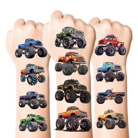 10 Hojas Tatuajes Temporales, Tatuajes Temporales para niños, 96 Piezas, Patrones con Temática de Camiones, Resistente al Agua y al Sudor, para Fiesta