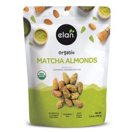 Elan Organic Matcha Almonds, Non-GMO, Gluten-Free, Vegan, Kosher, Superfood Infused Nuts (Roasted Almonds, Coconut, Matcha Green Tea Powder), Source of Antioxidants (Vitamin A), 8 pack of 5.6 oz