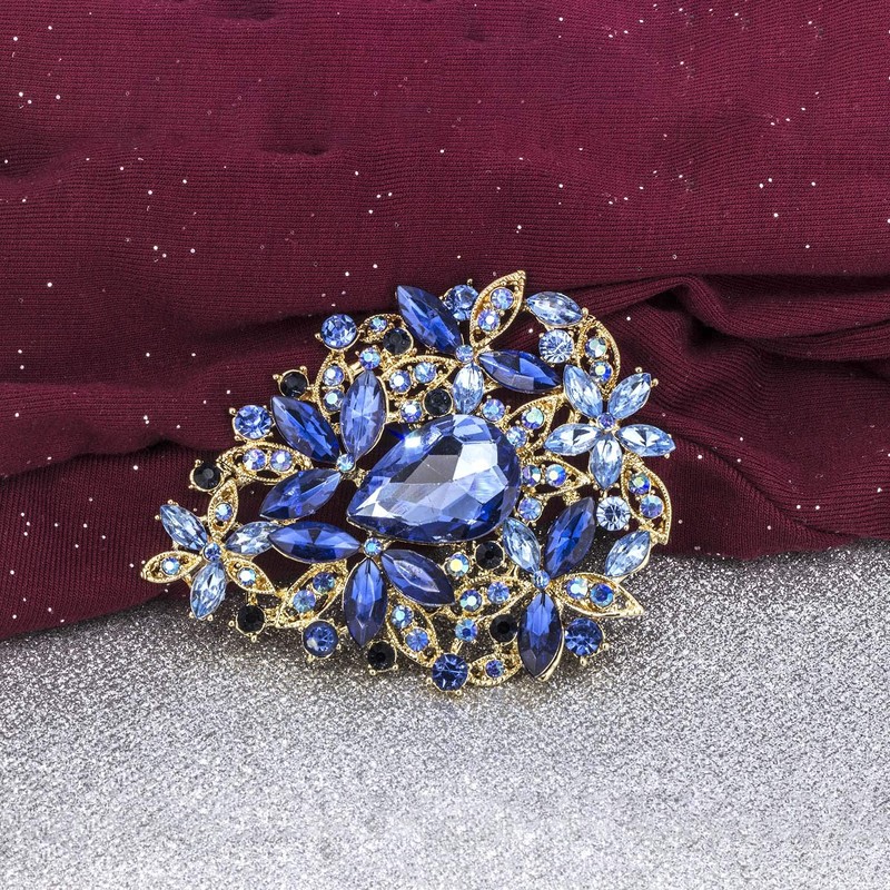 YOQUCOL Broche vintage de cristal austriaco con forma de hoja