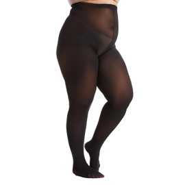 Frola Plus Size Tights for Women Semi Opaque Control Top High Waist Stockings 60 Denier Women's Pantyhose(3X-Langer,Black)