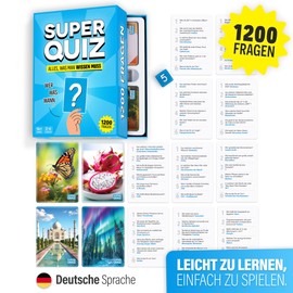 Super Quiz - German Version - Trivial Board Games for Adults with 1200 Questions - Board Games Adults with Quiz Cards - Knowledge Game for Family with Teenagers - Party Games Adults