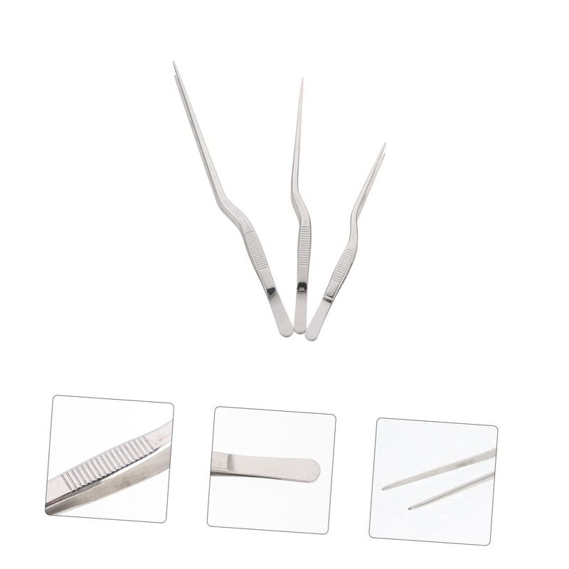 COLLBATH 3pcs Stainless Steel Tweezers for Kitchen Cooking Fish Bone