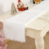 Modern Table Runner Faux Fur Look for Christmas, Wedding, White