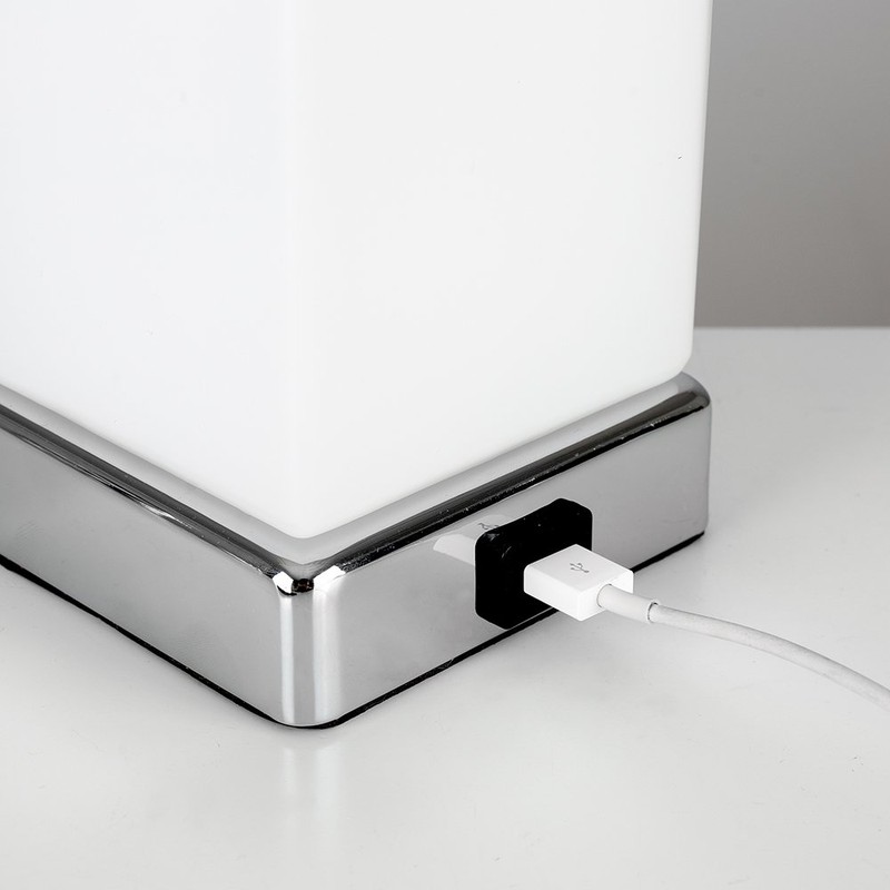 MiniSun Modern Chrome & White Frosted Glass Bedside Touch Table