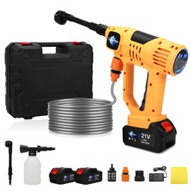 Gpaentsn Cordless Pressure Washer, 900PSI Battery Powered Portable Pressure Washer with 6-in-1 Nozzle, 2×4.0Ah Battery 10 Speed Adjustment, Remaining Battery Display Handheld Car Washer