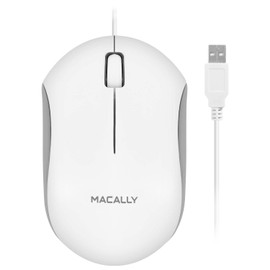 Macally QMOUSE-W 3-Button USB Wired Computer Mouse for Mac/PC - White