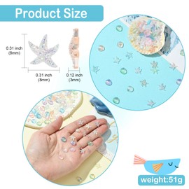 DanLingJewelry 180Pcs Colourful Starfish Shell Resin Decor Cabochon Iridescent Transparent Ocean Nail Art Decoration for Jewellery Making Accessories Supplies