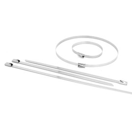 7.8 inch Metal Zip Ties Heavy Duty,304 Stianless Steel Multi-purpose Self Locking Cable Ties,for Exhaust Wrap & Outdoor & Chain Link Fence & Garden(7.8)