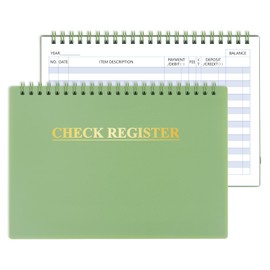 Checkbook Register, Check Registers for Personal Checkbook, Financial Ledger, Checking Book Register for Debit Card & Personal Bank Checks Order Online - Wide Edition, 8.4" x 6.1" (Green)