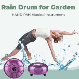 Professional Rain Drum for Outdoor Garden, Natural Chakra Drum for Outdoor Rain, Drum Rain Chime Waterproof Chakra Drum, 5 Inches, 8 Notes (Blue)