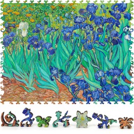 Wooden Jigsаw Puzzle for Adults - Uniquely Shaped Pieces - Made in The USA by FoxSmartBox - 290 Pieces - Irises