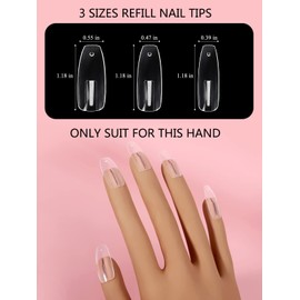 Lionvison 100PCS Replacement Nail Tips for Refill Acrylic Nails, Clear Fake Nail Tips for Practice Hand for Acrylic Nails, DIY Nail Art Salon Practice Tool, Clear