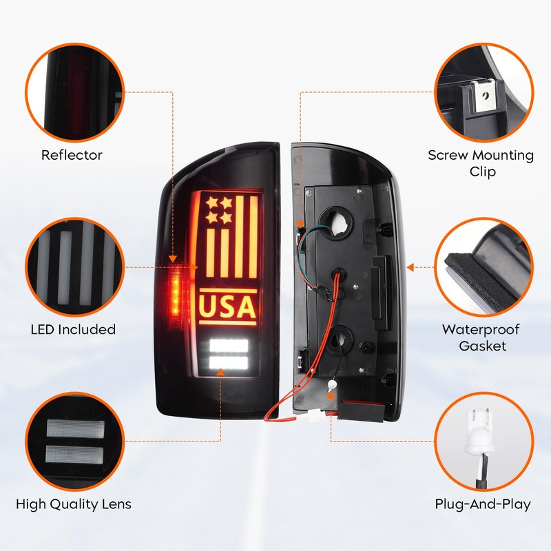 Tresound LED Tail Light Fit for Dodge RAM 1500 2007-2008,