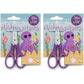 Ashton and Wright - Kids Children's Scissors 5"/12cm - Soft Grip - Purple - Right Handed - Pack of 2