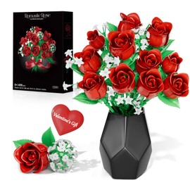 eafzv Flowers Bouquet Building Sets for Adults,Valentines Day Gifts for Her and Him, Botanical Collection DIY Rose Toy Kit, Ideal Gift for Valentines Day Anniversary/Mother’s Day Home Office Decor