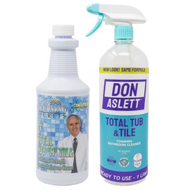 Don Aslett Tub n' Tile Foaming Bathroom Cleaner Set - 32 Oz Concentrated Formula | Cleaning Supplies for Shower Doors, Tile, Tub, and Sink